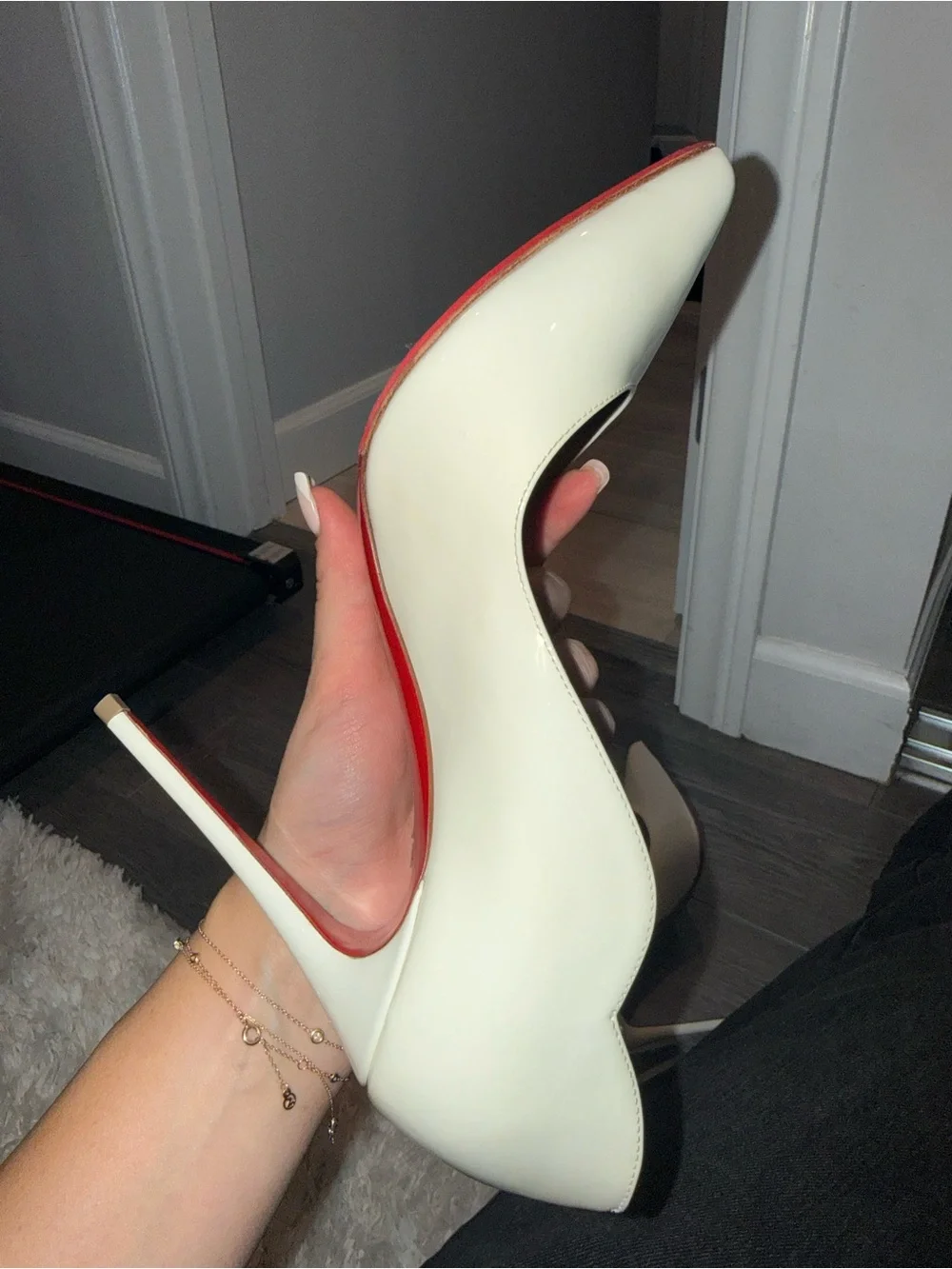 Christian Louboutin White Stiletto Pump with Red Sole - Women's High Heel